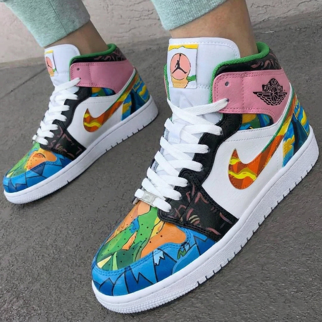 Mosaic Art Baby Pink Green Custom Air Jordan 1
