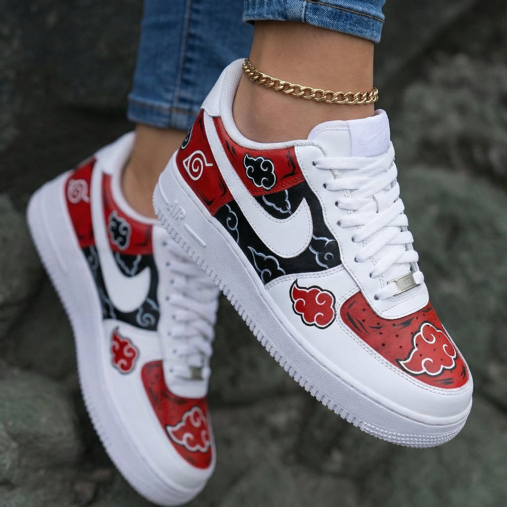 Naruto Akatsuki Clouds Leaf Symbol Red Black Custom Air Force 1