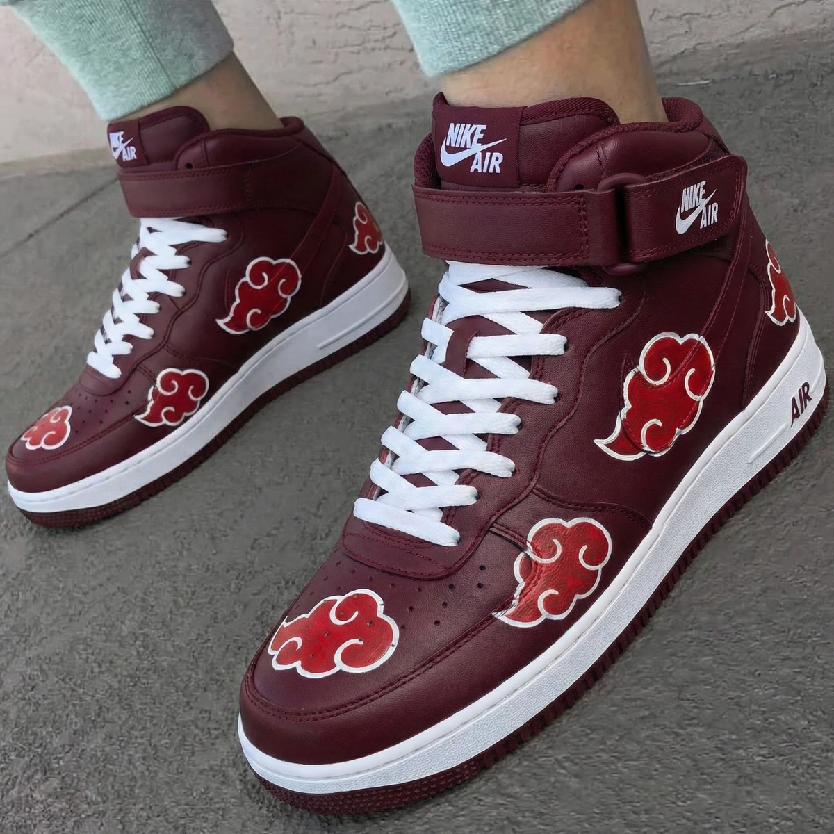 Naruto Clouds Maroon White Custom Air Force 1
