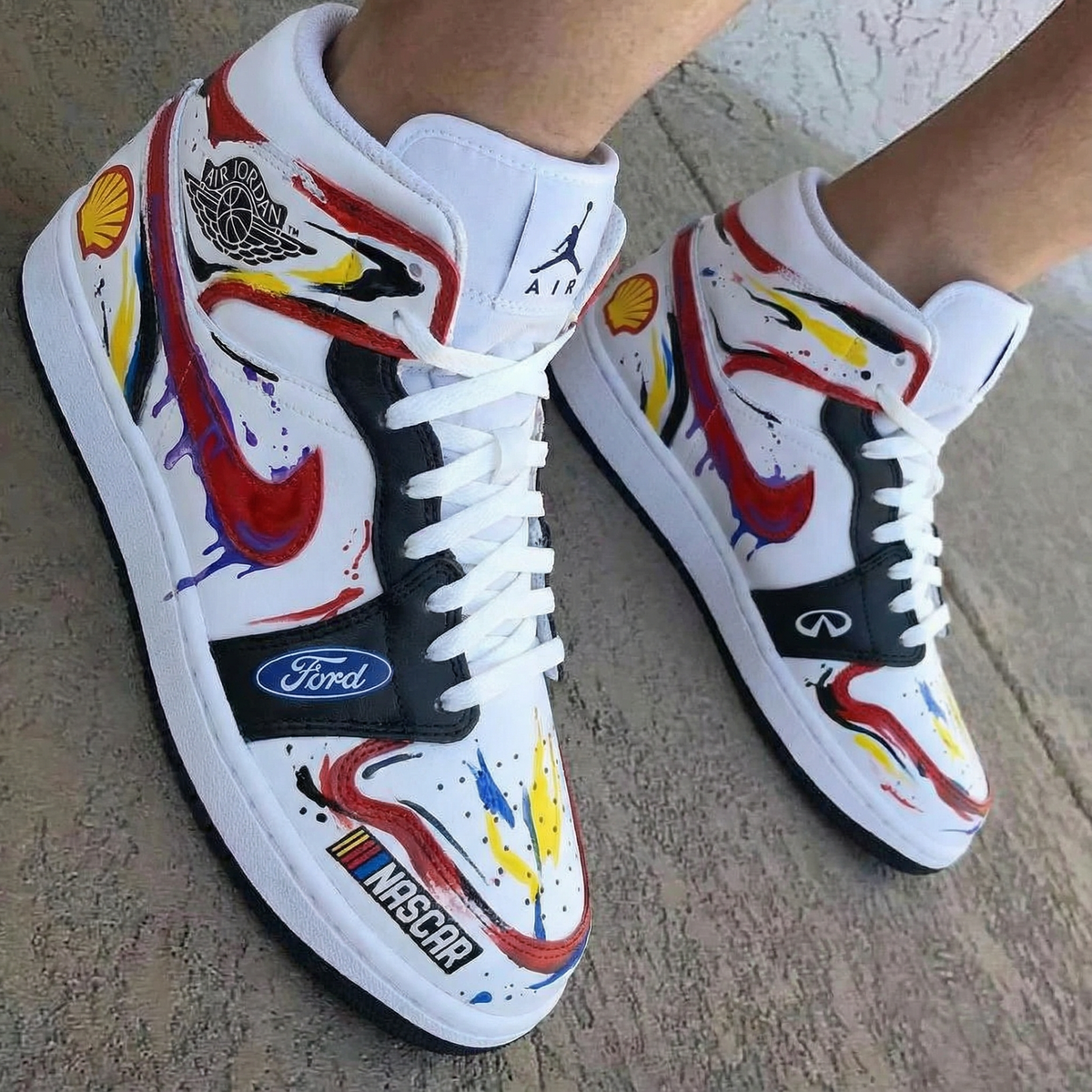 Nascar Theme Red Black Custom Air Jordan 1