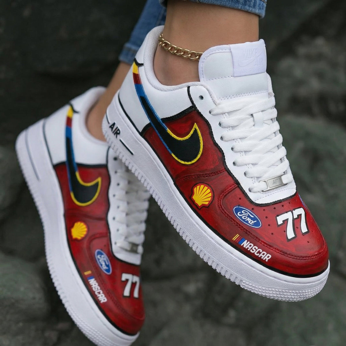 Nascar Theme Red Custom Air Force 1