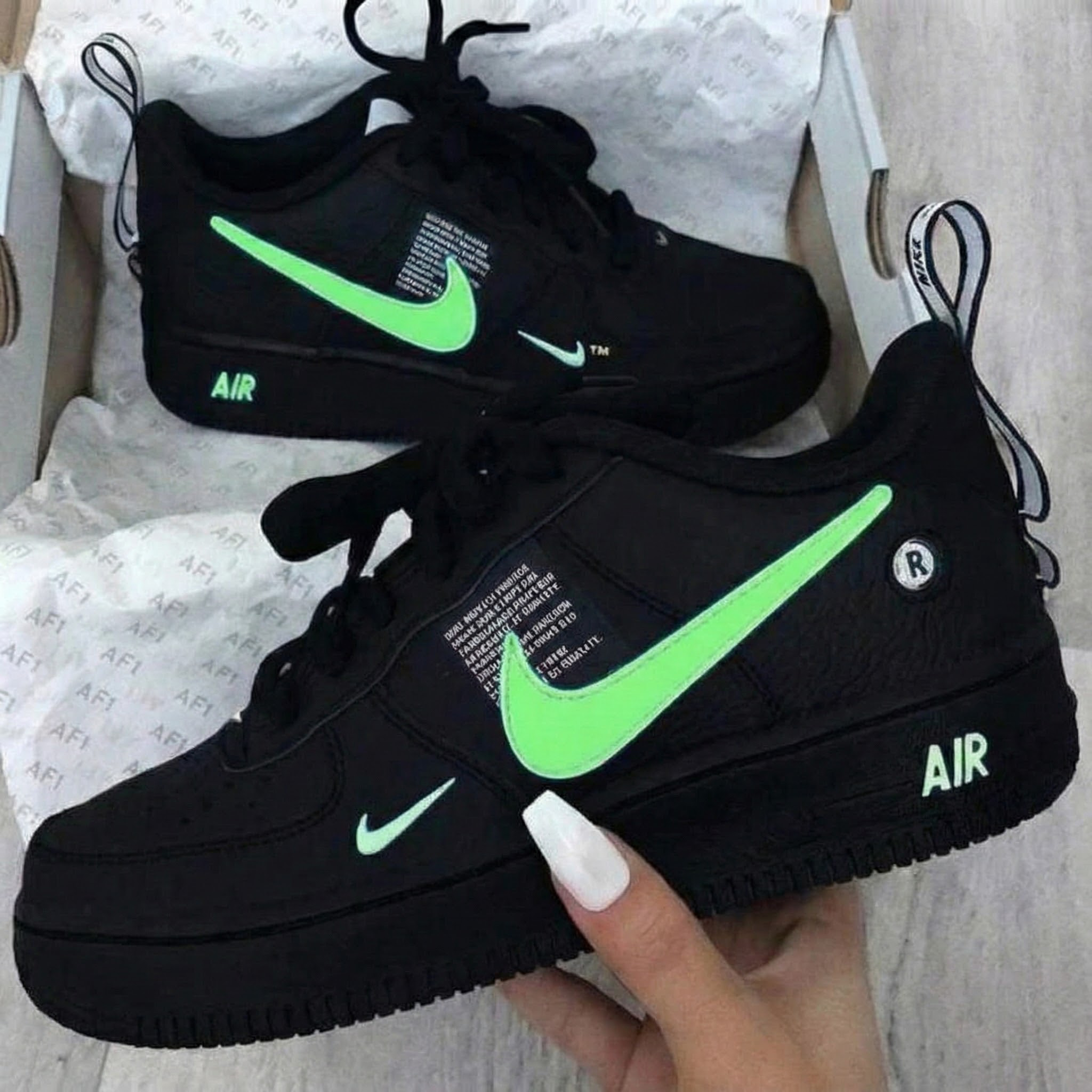 Neon Swoosh Black Custom Air Force 1