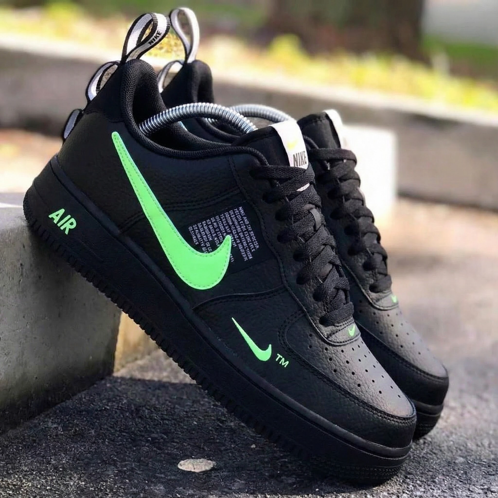 Neon Swoosh Black Custom Air Force 1