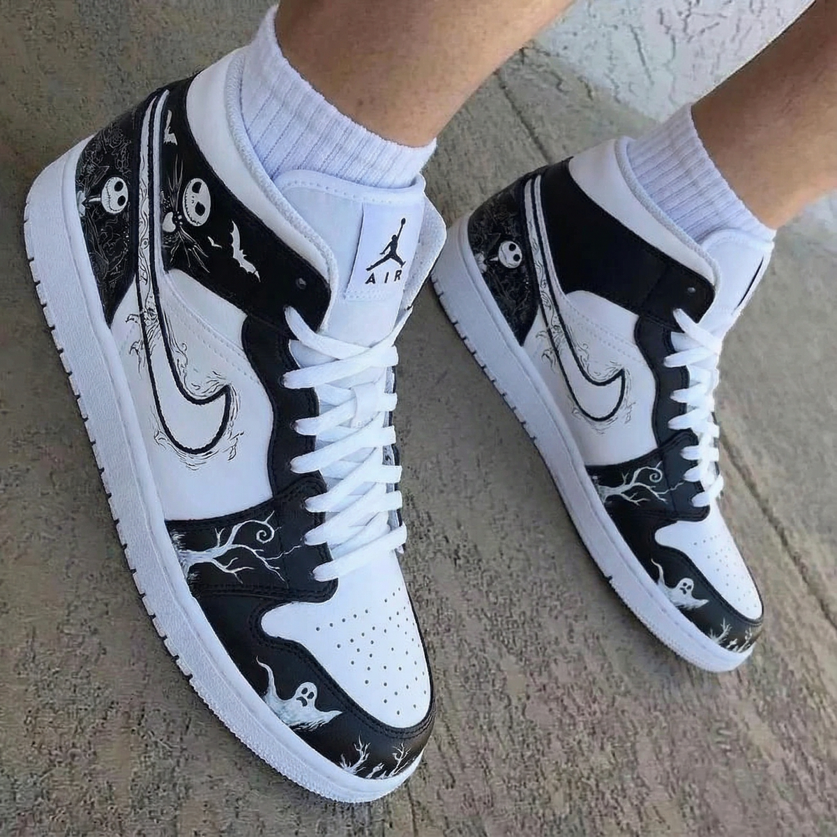Nightmare Before Christmas Black White Custom Air Jordan 1