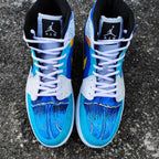 Ocean Wave Theme Blue White Custom Air Jordan 1