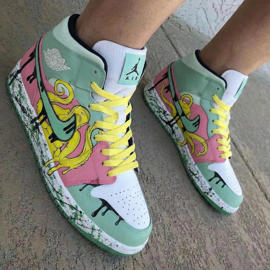Octopus Pattern Baby Pink Mint Green Custom Air Jordan 1