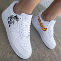 One Piece Flame Swoosh Black Orange Custom Air Force 1