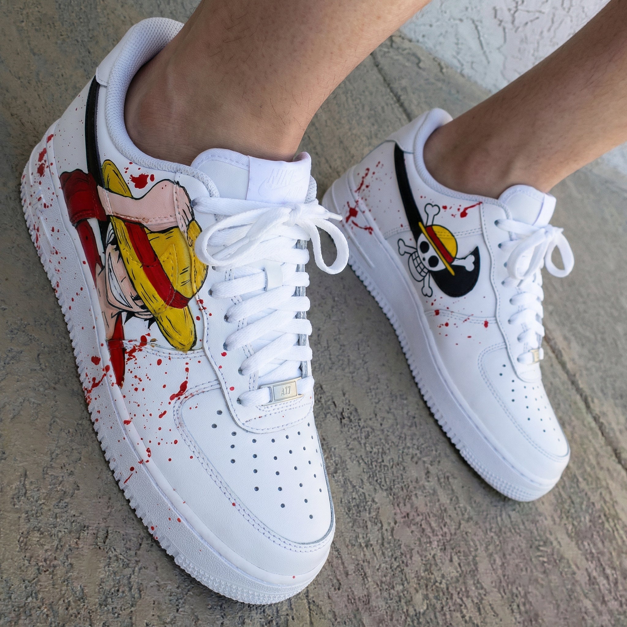 One Piece Luffy Skull Red Custom Air Force 1
