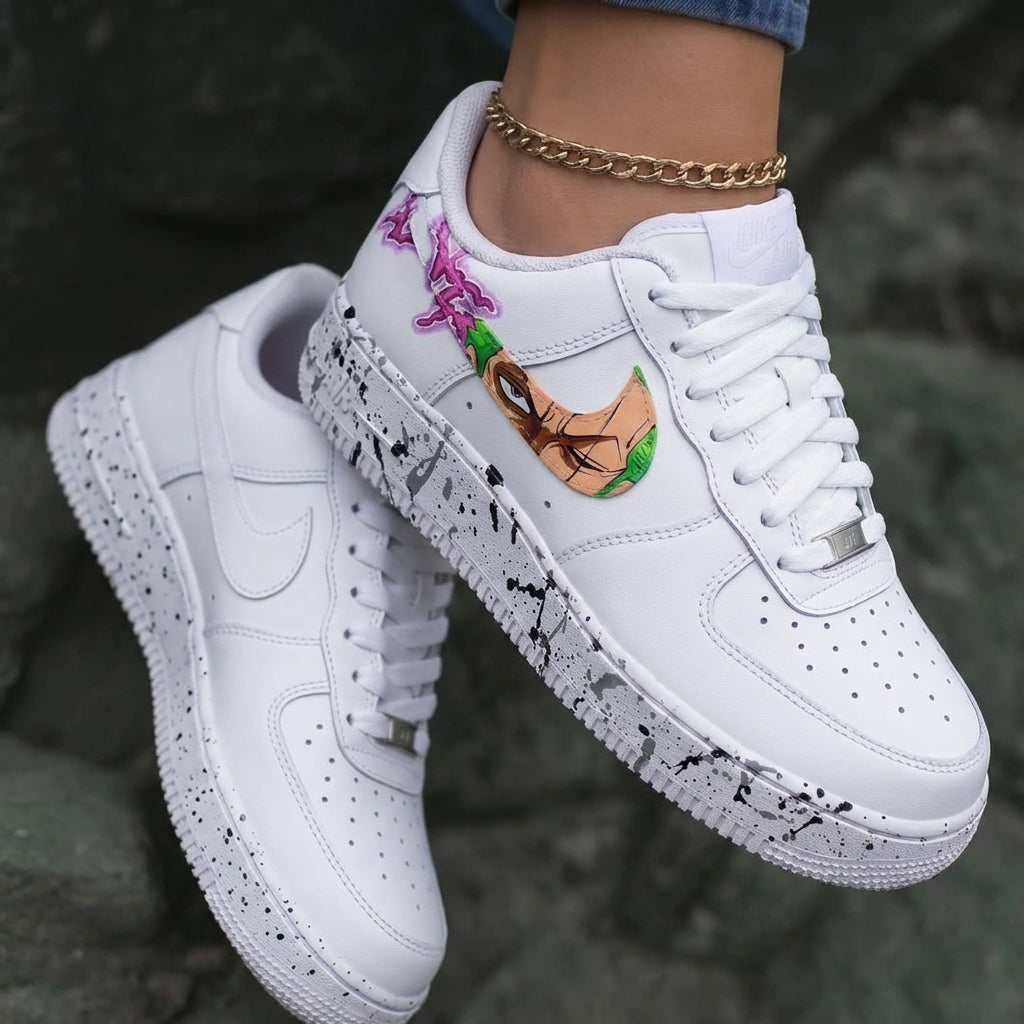 One Piece Purple Smoke Black Gray Splatter Custom Air Force 1