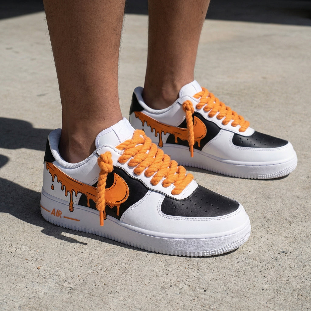 Orange Drip Black Custom Air Force 1