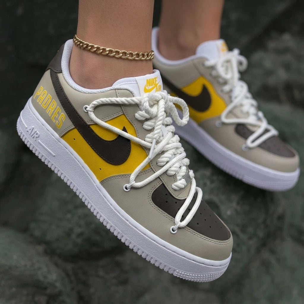 Padres Yellow Brown Custom Air Force 1