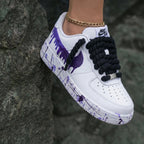 Paint Drip & Splatter Purple & Black Custom Air Force 1
