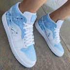Paint Splatter Baby Blue White Custom Air Jordan 1