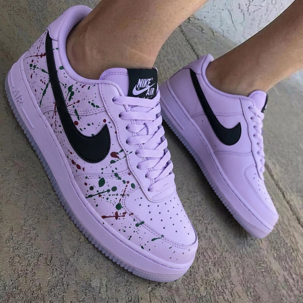 Paint Splatter Green Burgundy Light Purple Custom Air Force 1
