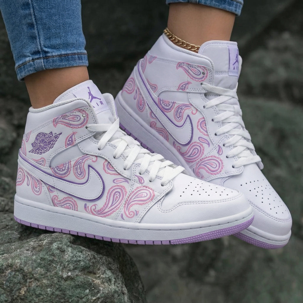 Paisley Baby Pink Lilac Custom Air Jordan 1