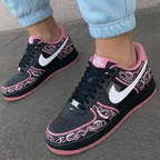 Paisley Pattern Baby Pink Black Custom Air Force 1