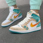 Palm Tree Pattern Teal Orange Custom Air Jordan 1