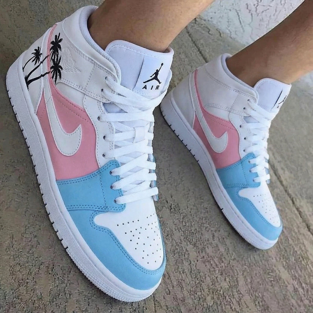 Palm Trees Baby Blue Baby Pink Custom Air Jordan 1