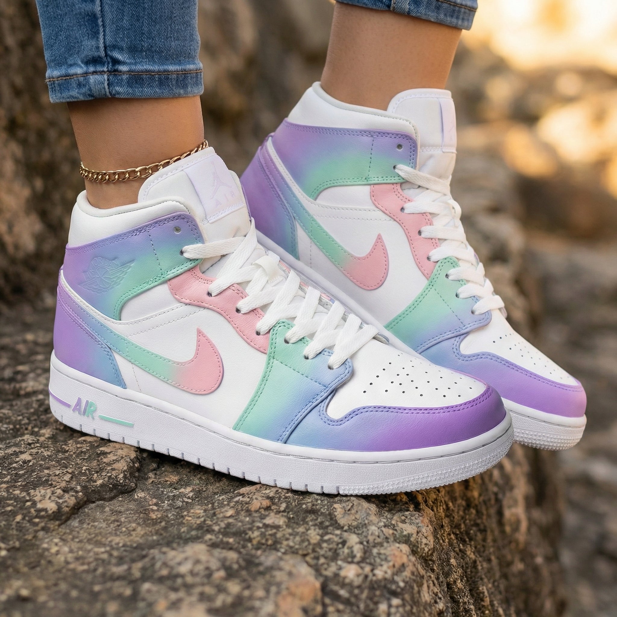 Pastel Gradient Baby Pink Mint Custom Air Jordan 1