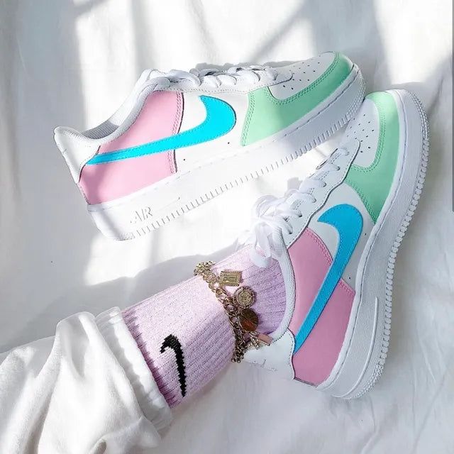 Pastel Pink Mint Green Custom Air Force 1