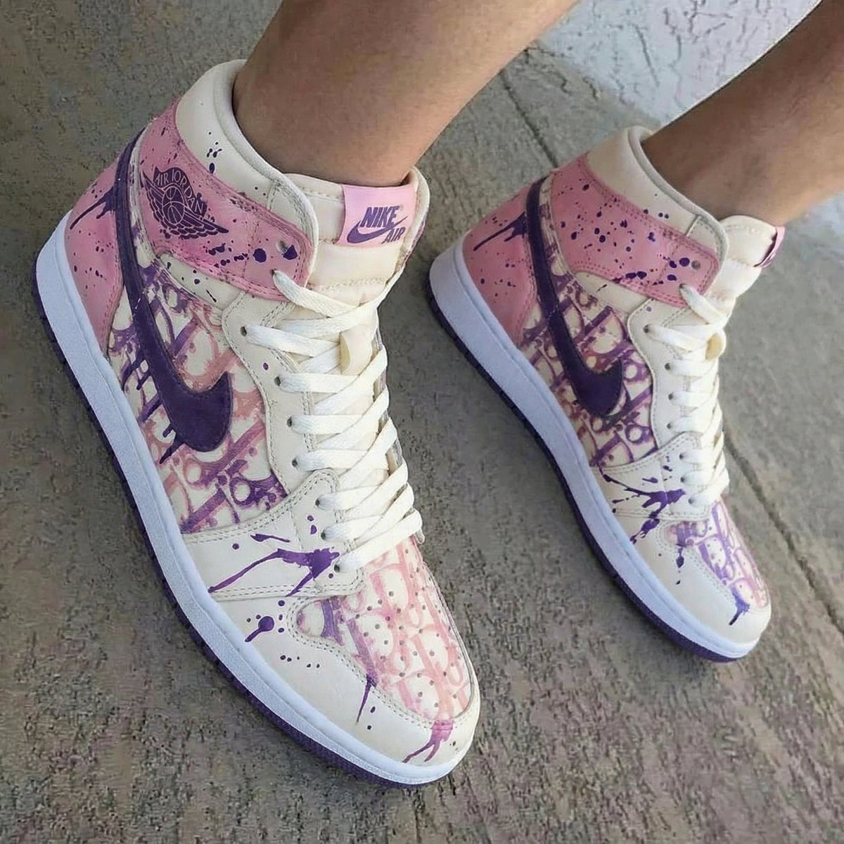 Pattern Baby Pink Purple Custom Air Jordan 1
