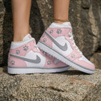 Paw Print Baby Pink White Grey Custom Air Jordan 1