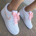 Pearl Bow Decorated Baby Pink Weeding Custom Air Force 1