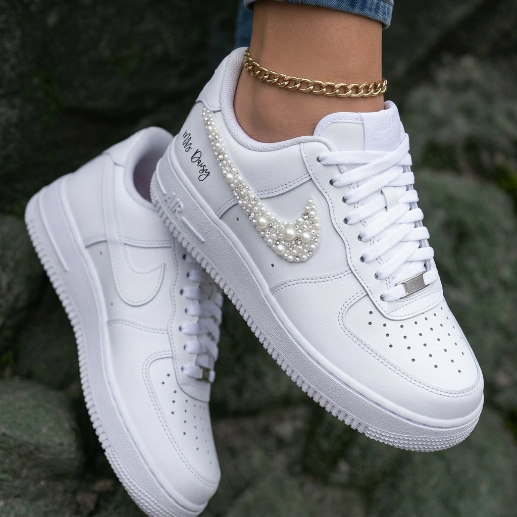 Pearl Decorated Weeding Custom Air Force 1