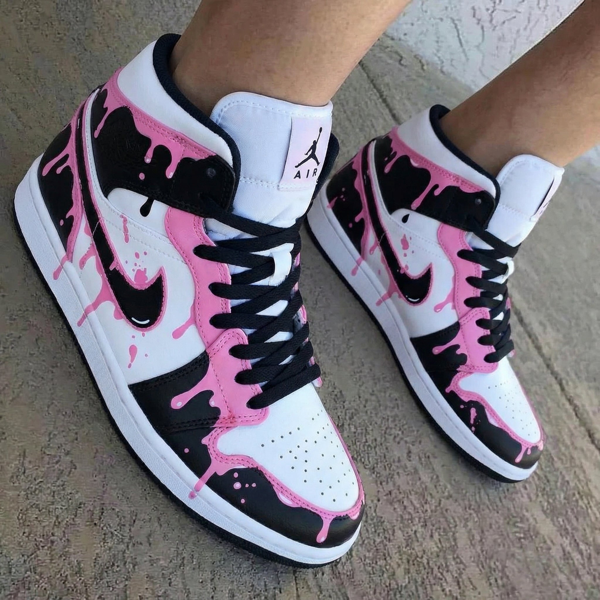 Pink Drip Black Baby Pink Custom Air Jordan 1