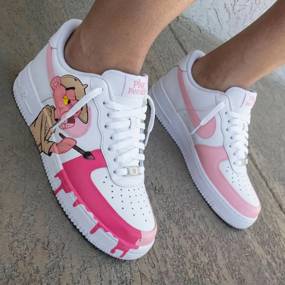 Pink Panther Cartoon Baby Pink Custom Air Force 1