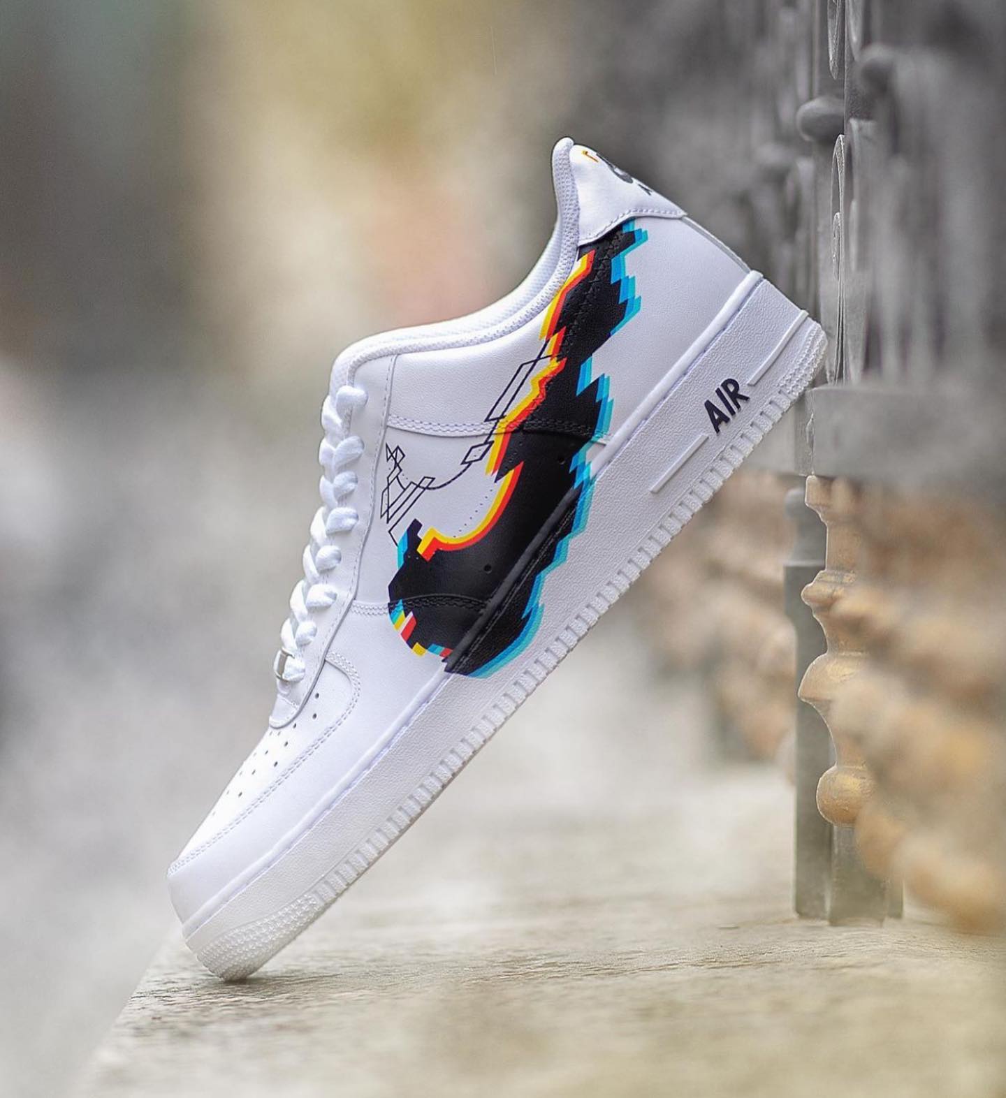 Pixel Pattern Black Color Custom Air Force 1