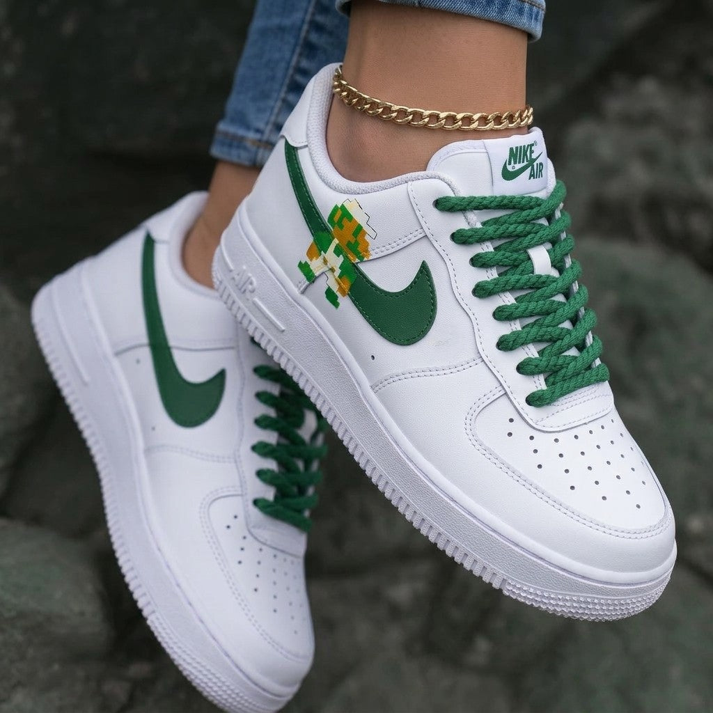 Pixel Super Mario Green Yellow Custom Air Force 1