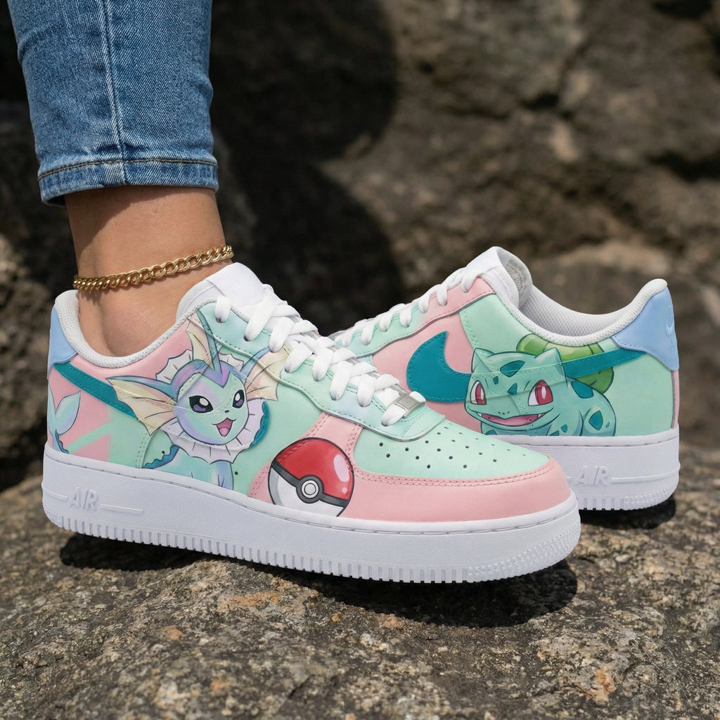 Pokemon Theme Baby Pink Mint Green Custom Air Force 1