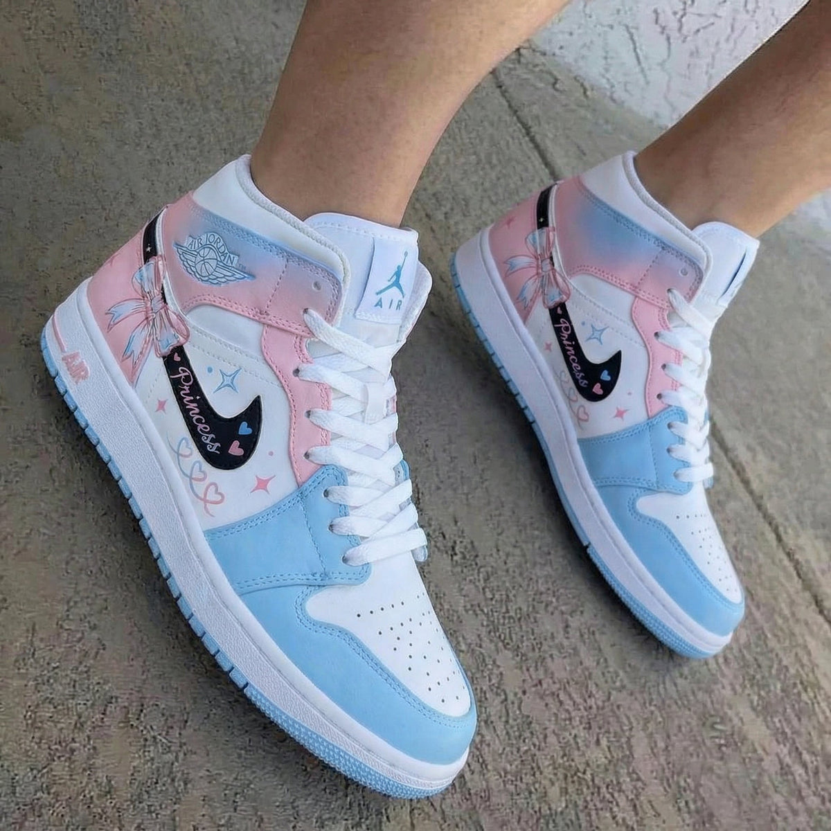 Princess Theme Baby Pink Baby Blue Custom Air Jordan 1