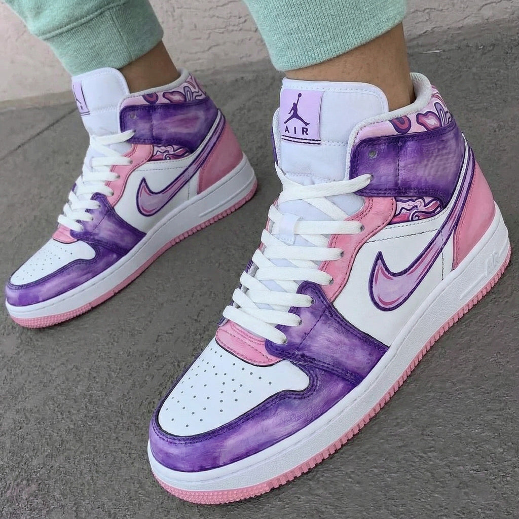 Psychedelic Pattern Baby Pink Purple Custom Air Force 1