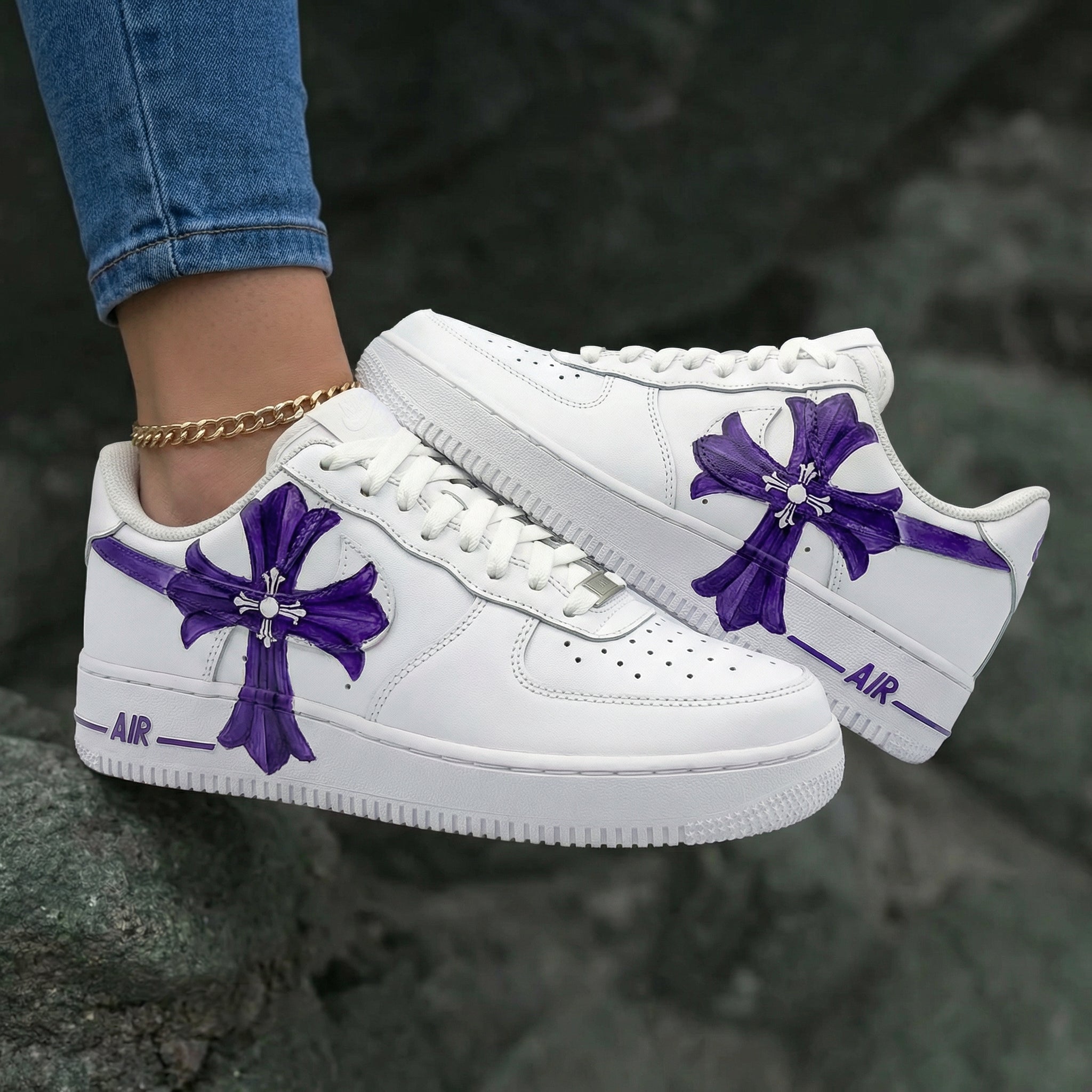 Purple Cross White Purple Custom Air Force 1