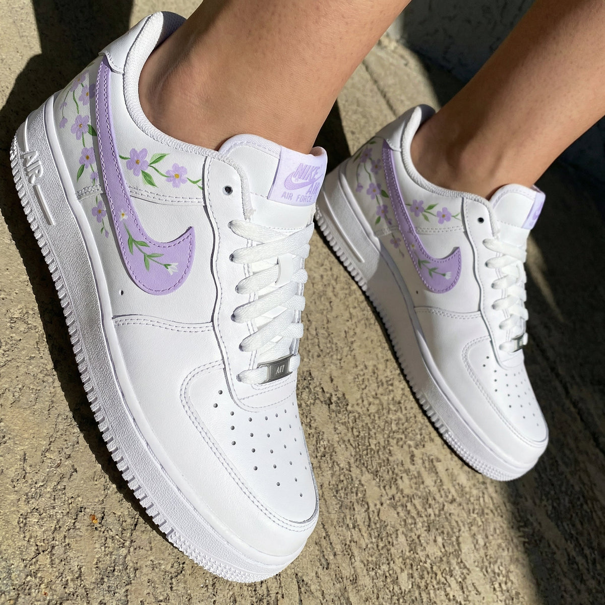 Purple Flowers Green Custom Air Force 1