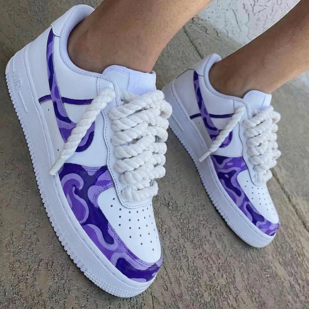 Purple Swirl Pattern White Purple Custom Air Force 1