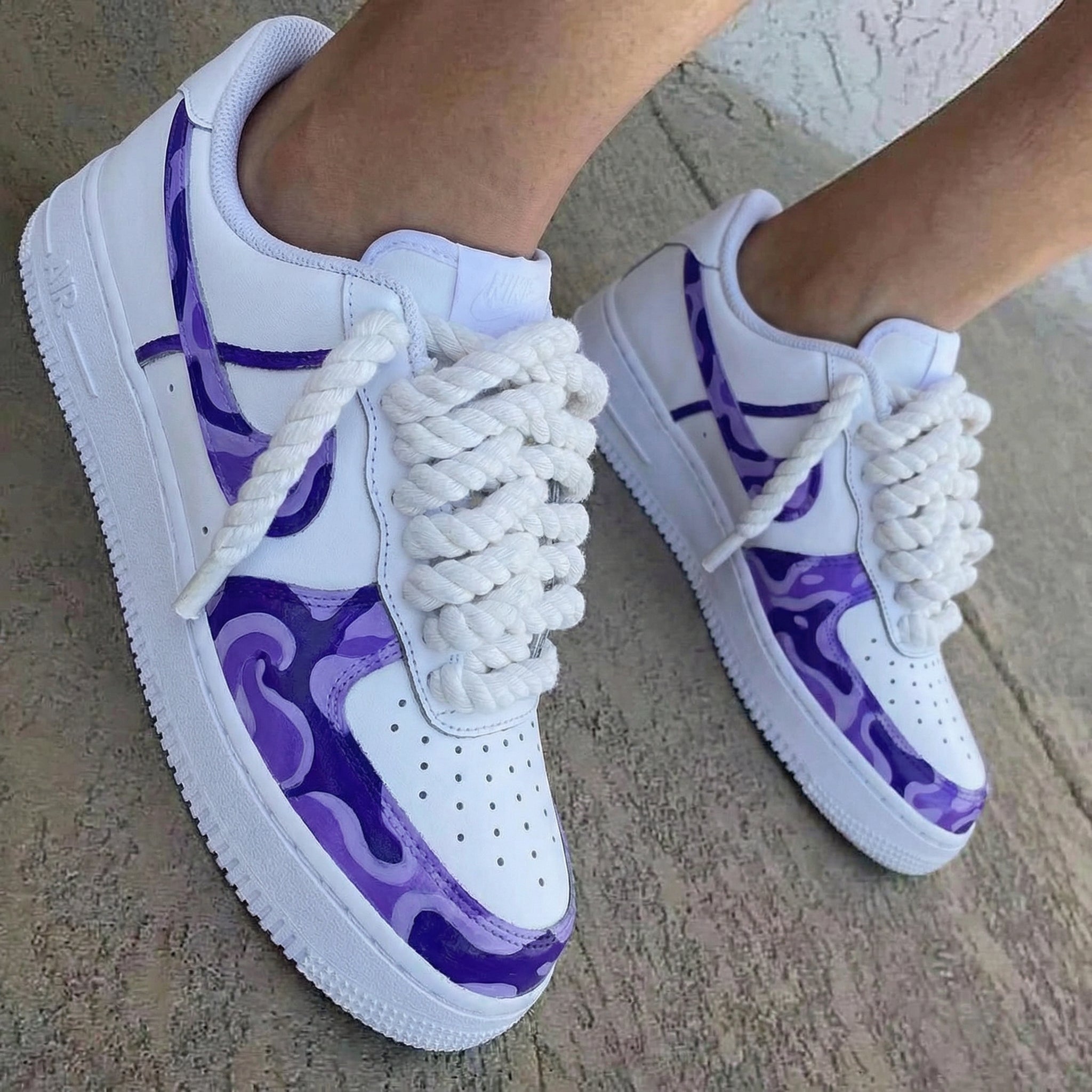 Purple Swirl Pattern White Purple Custom Air Force 1