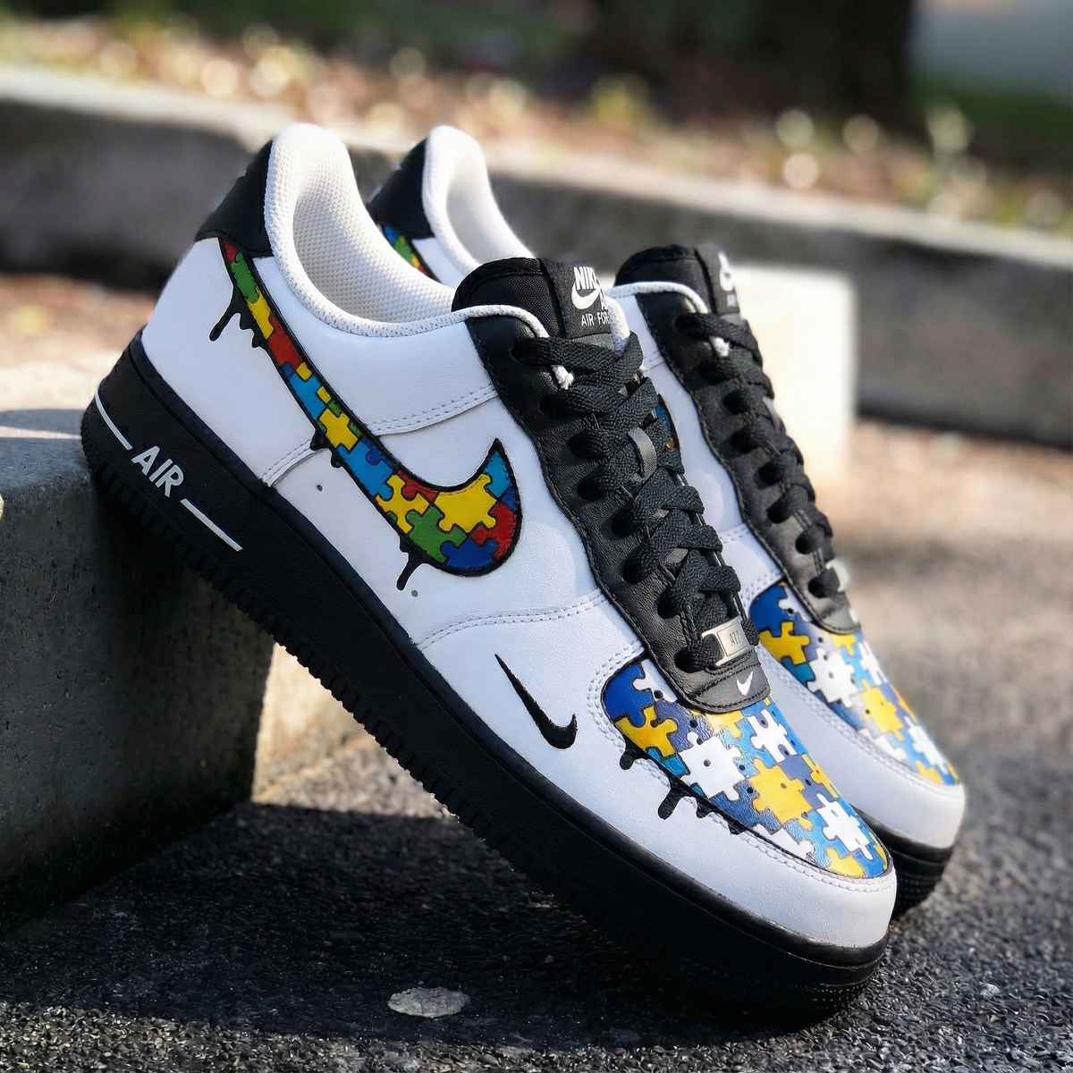 Puzzle Pattern Black Custom Air Force 1