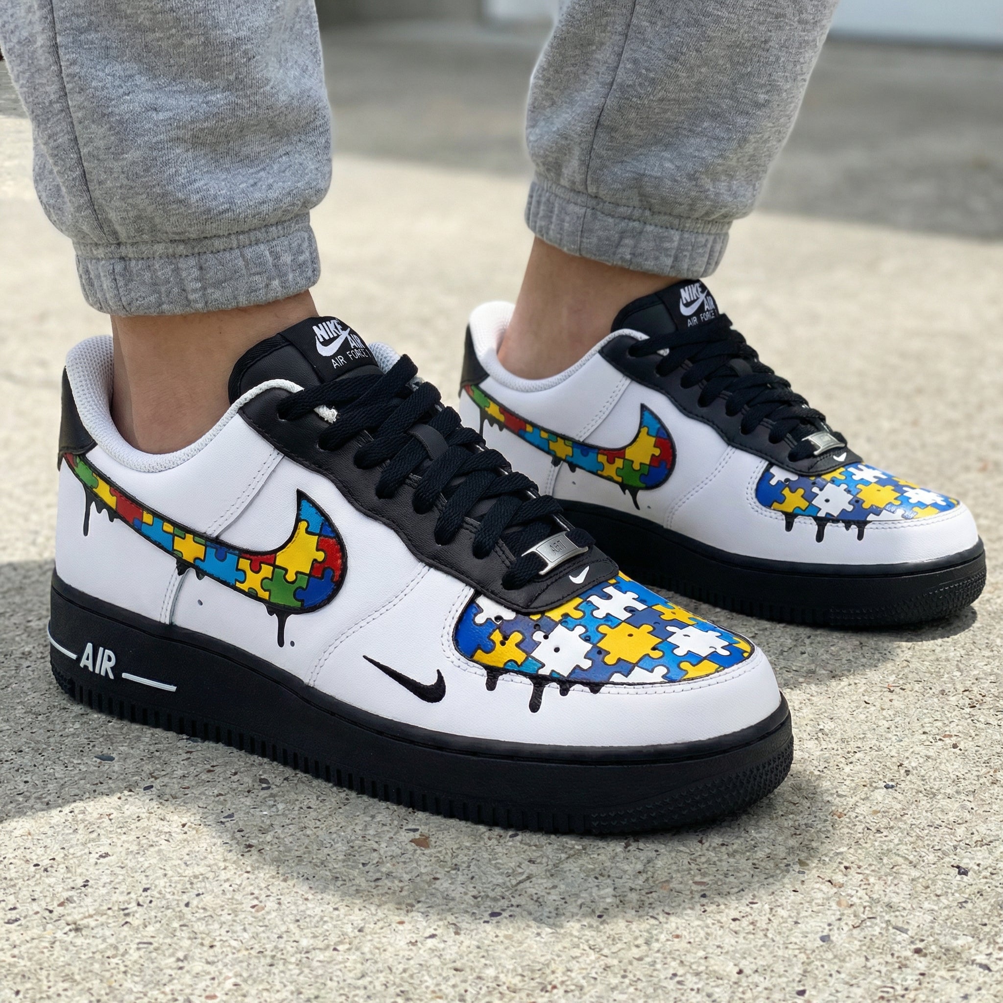 Puzzle Pattern Black Custom Air Force 1