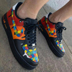 Puzzle Pattern Red Orange Black Custom Air Force 1