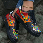Puzzle Pattern Red Orange Black Custom Air Force 1