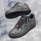 Hand Painted Black Custom Air Force 1 with Orange Accents