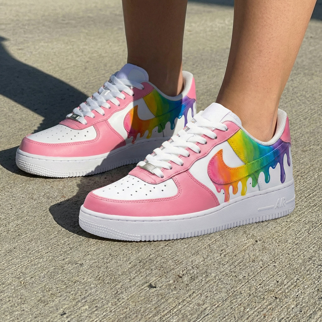 Rainbow Drip Baby Pink Custom Air Force 1
