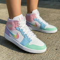 Rainbow Pattern Baby Pink Baby Blue Custom Air Jordan 1