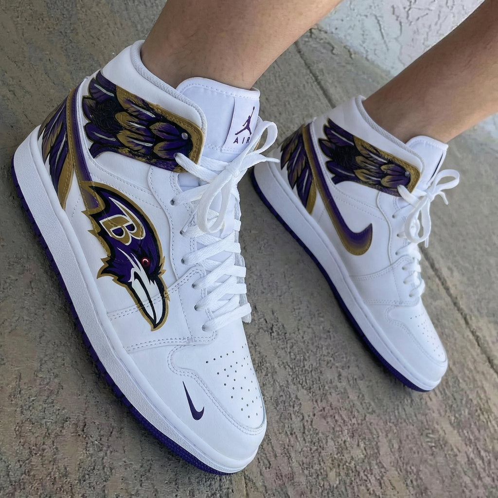 Ravens Logo Wings Purple Gold Custom Air Jordan 1