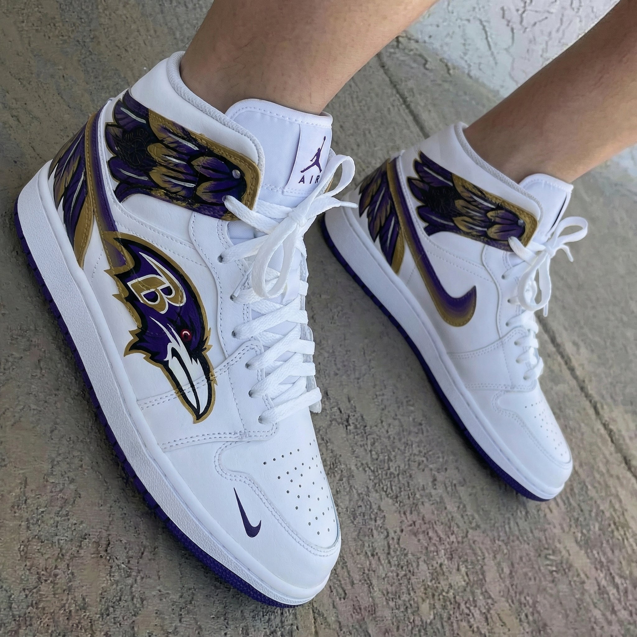 Ravens Logo Wings Purple Gold Custom Air Jordan 1