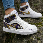 Ravens Logo Wings Purple Gold Custom Air Jordan 1