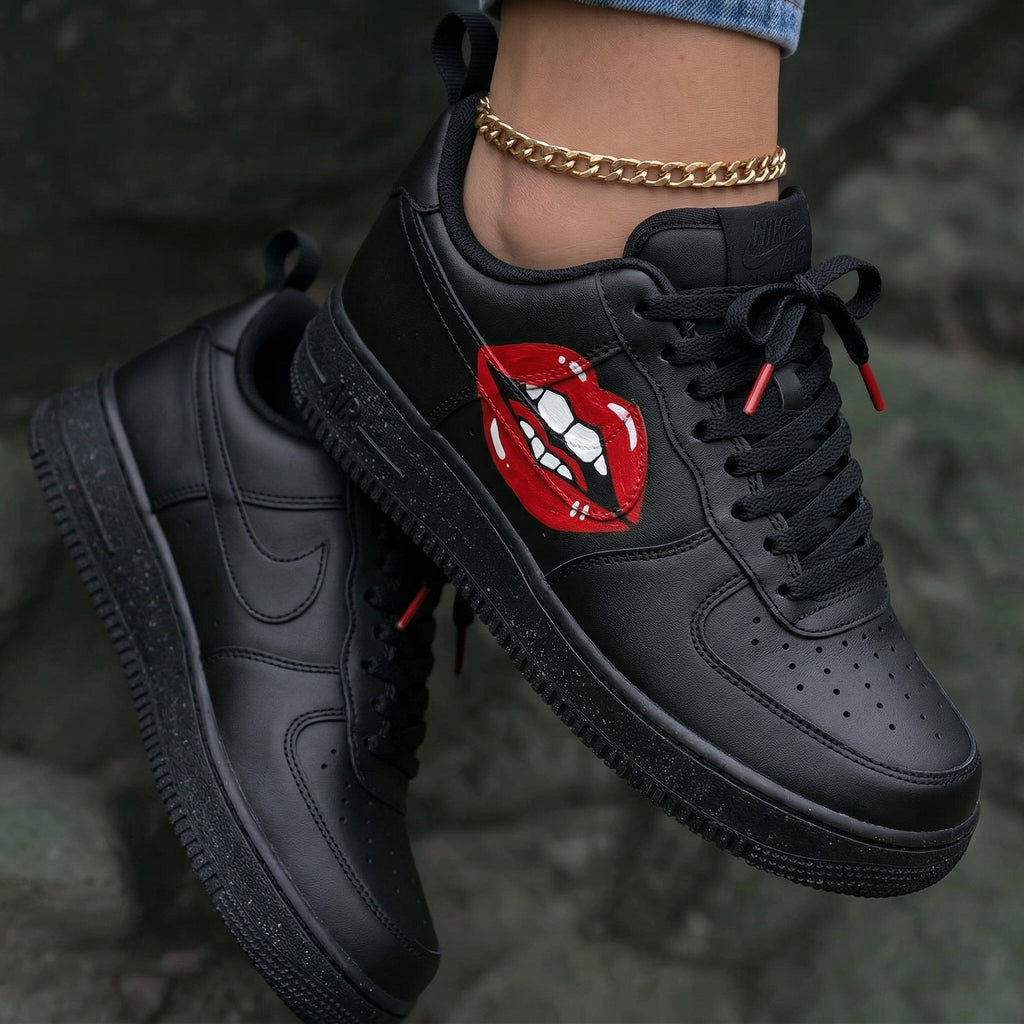 Red Lips Black Custom Air Force 1